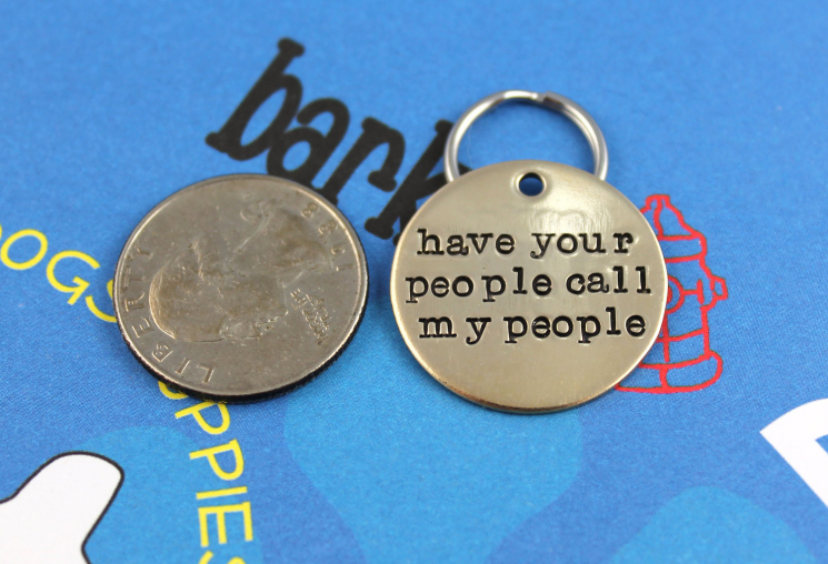 personalized gold pet tag call my people