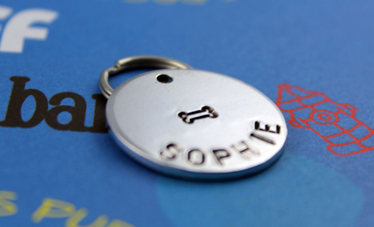Customized Hand Stamped Pet Tag with Bone