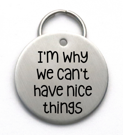 Engraved Dog Tag, I'm Why We Can't Have Nice Things