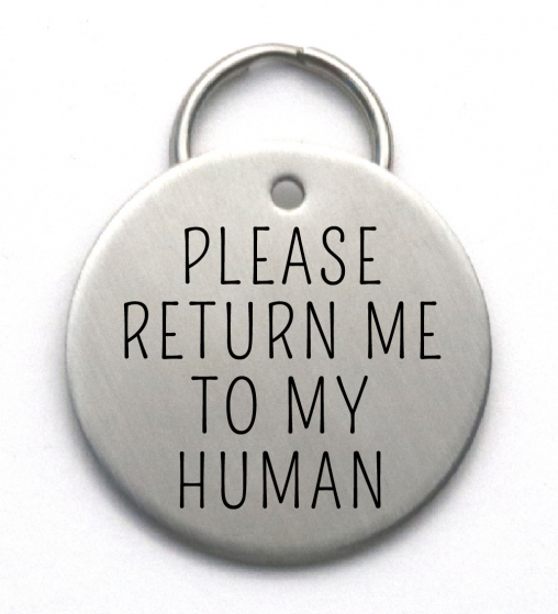 Please Return Me To My Human - Handmade Pet Tag - Engraved Stainless Steel