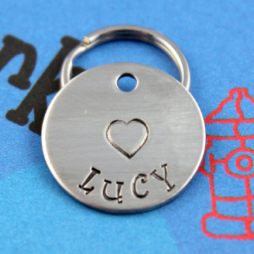 SMALL Dog or Cat Tag - Customized Pet Tag with Heart