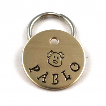 Small Dog ID Tag - Cute Metal Pet Tag With Puppy Face