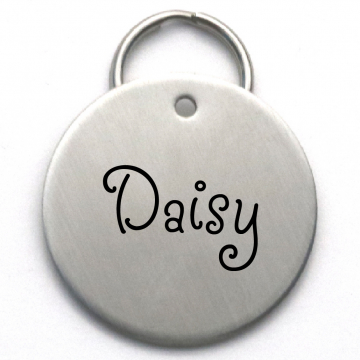 Engraved Stainless Steel Name Tag - Simple Large Dog ID Tag